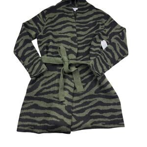 Time and Tru Acrylic Blend Animal/Zebra/Tiger Print Long Line Cardigan Women's M